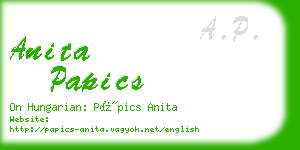 anita papics business card